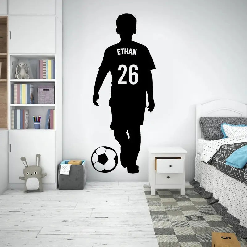 stickers silhouette football chiffre et prénom personnalisés