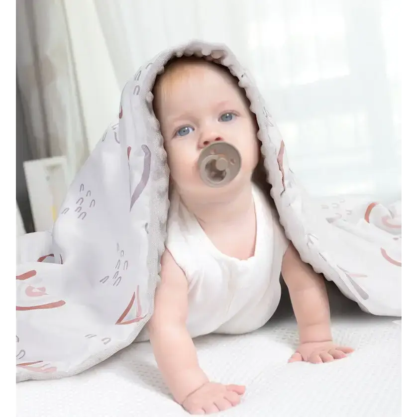 Couverture de lit bébé - Minky & coton - Brodée au prénom