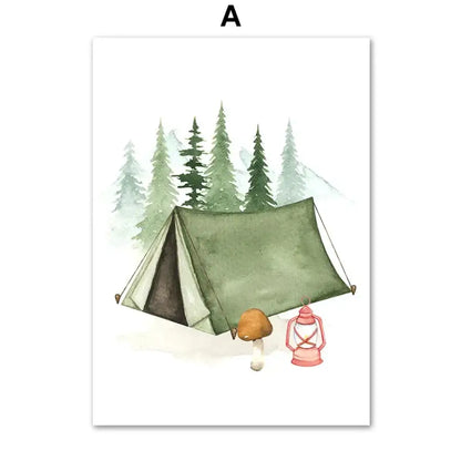 Affiche adorables animaux en camping - A / 40x60cm Unframed