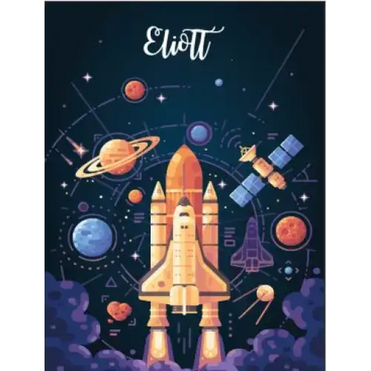 Affiche alphabet chiffres planète et fusée - affiche