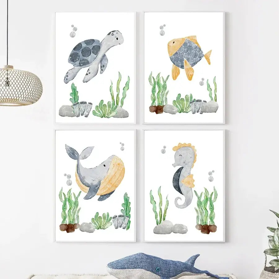 Affiche animaux aquatiques - affiche