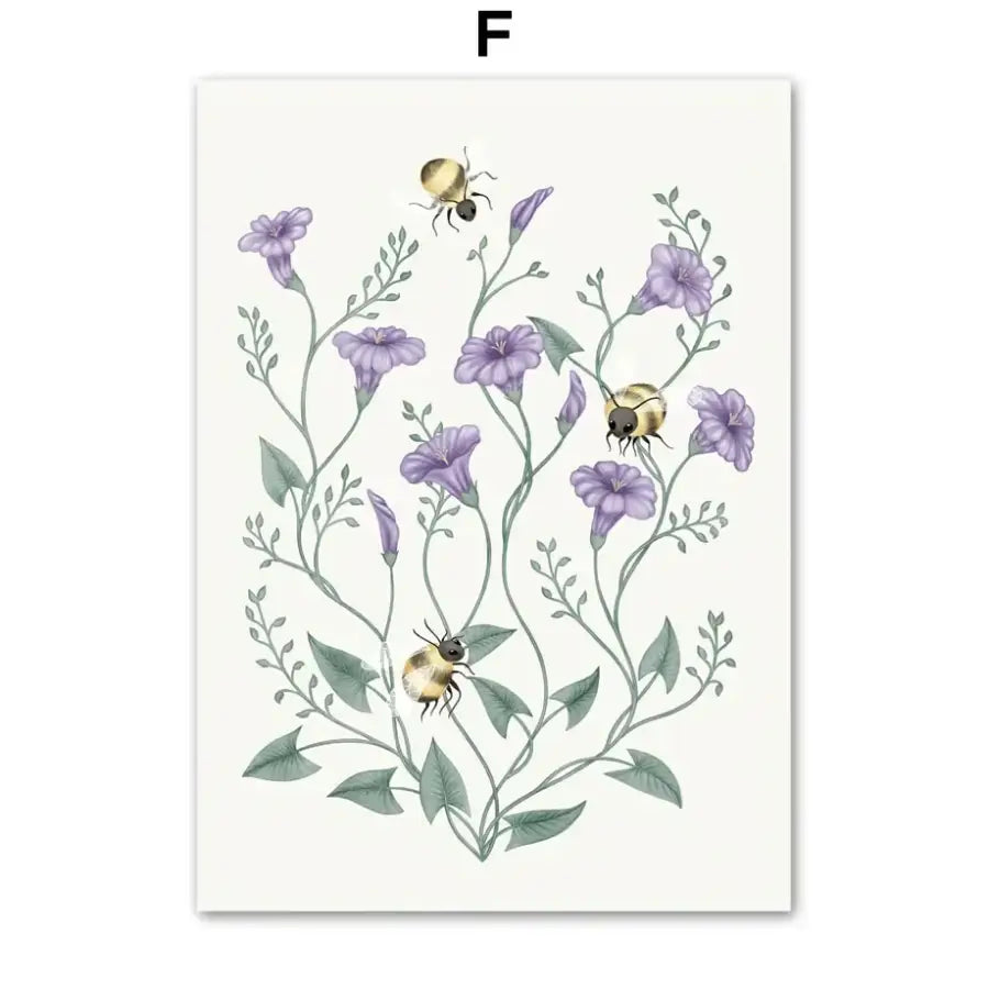 Affiche animaux et fleurs - F / A4 21X30 cm Unframed