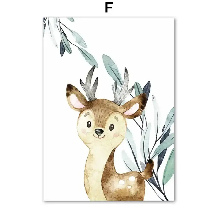 Affiche animaux de la foret et feuilles - F / 40X60 cm
