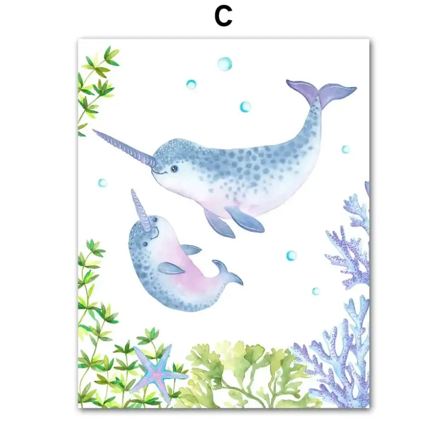 Affiche animaux marins colorés - C / 40X60 cm Unframed