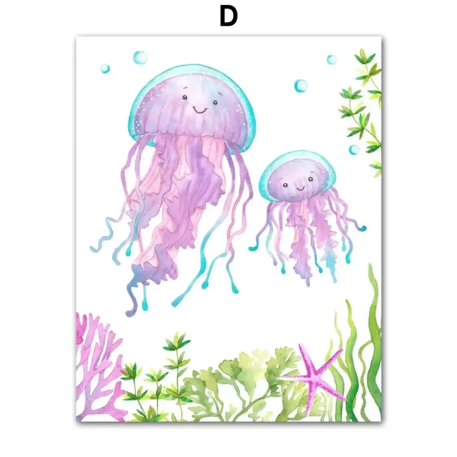 Affiche animaux marins colorés - D / 30X40 cm Unframed