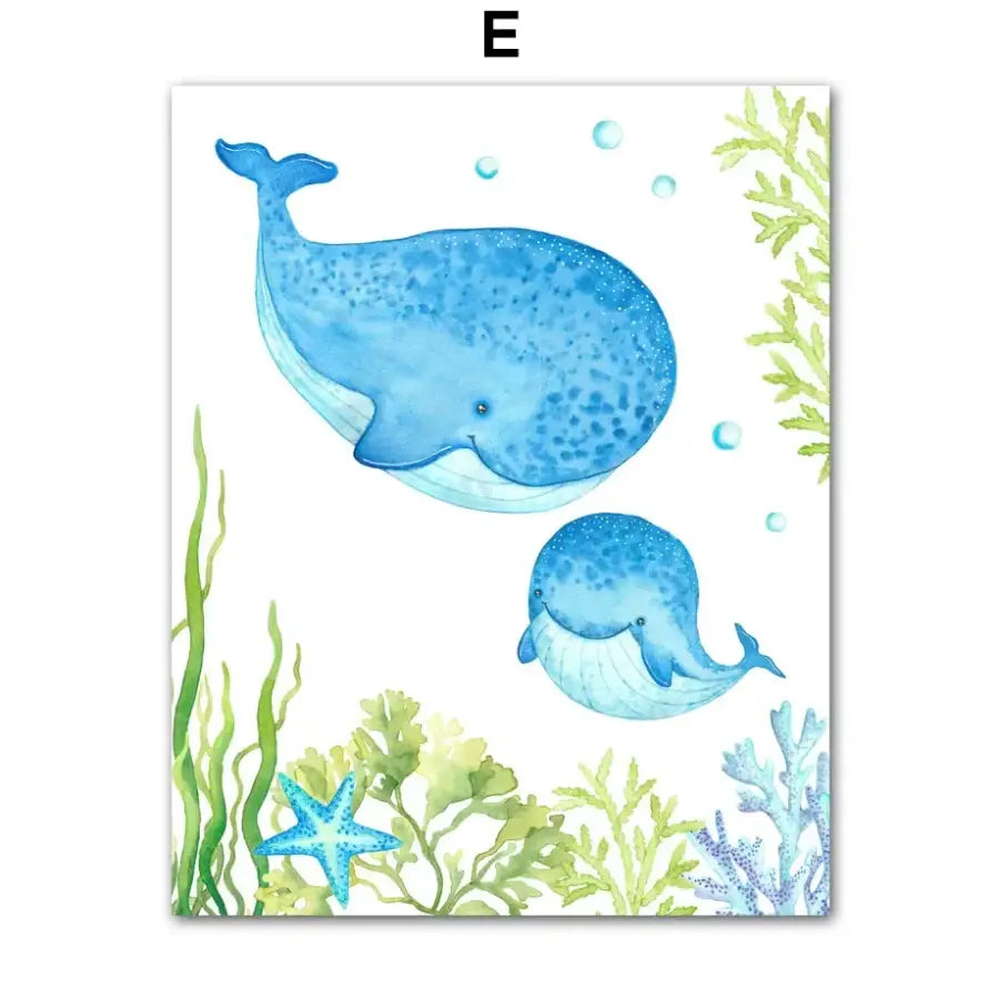 Affiche animaux marins colorés - E / 40X60 cm Unframed