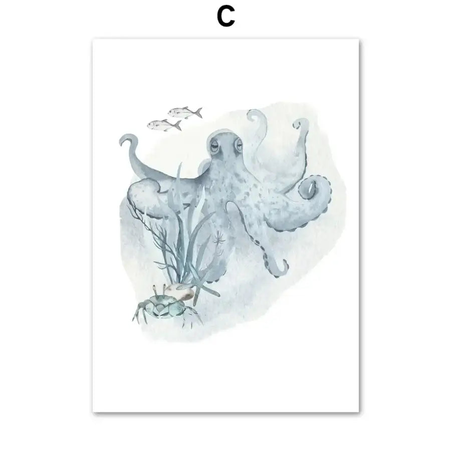 Affiche animaux marins des profondeurs - C / A4 21X30 cm