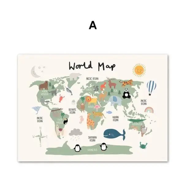 Affiche pour chambre d’enfant carte du monde Map