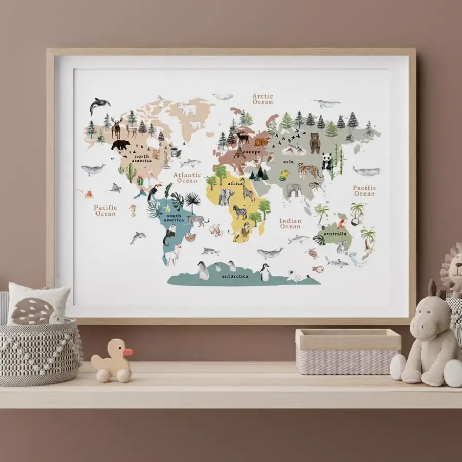 Affiche pour chambre d’enfant carte du monde Map - affiche