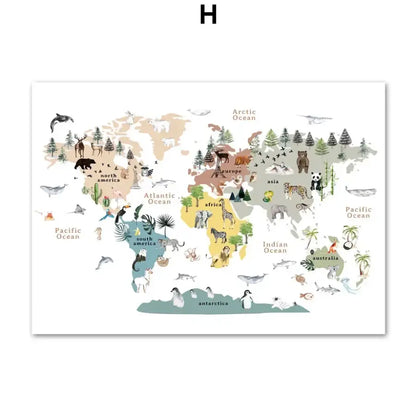 Affiche pour chambre d’enfant carte du monde Map - H / A4