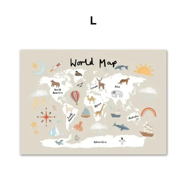 Affiche pour chambre d’enfant carte du monde Map - L