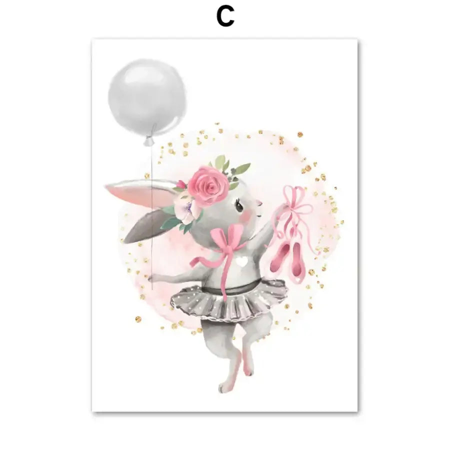 Affiche danseuse lapin ballerine - C / A4 21X30 cm Unframed