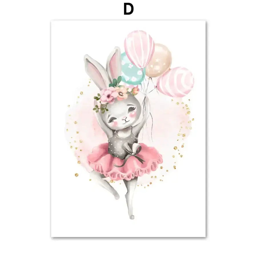 Affiche danseuse lapin ballerine - D / A4 21X30 cm Unframed