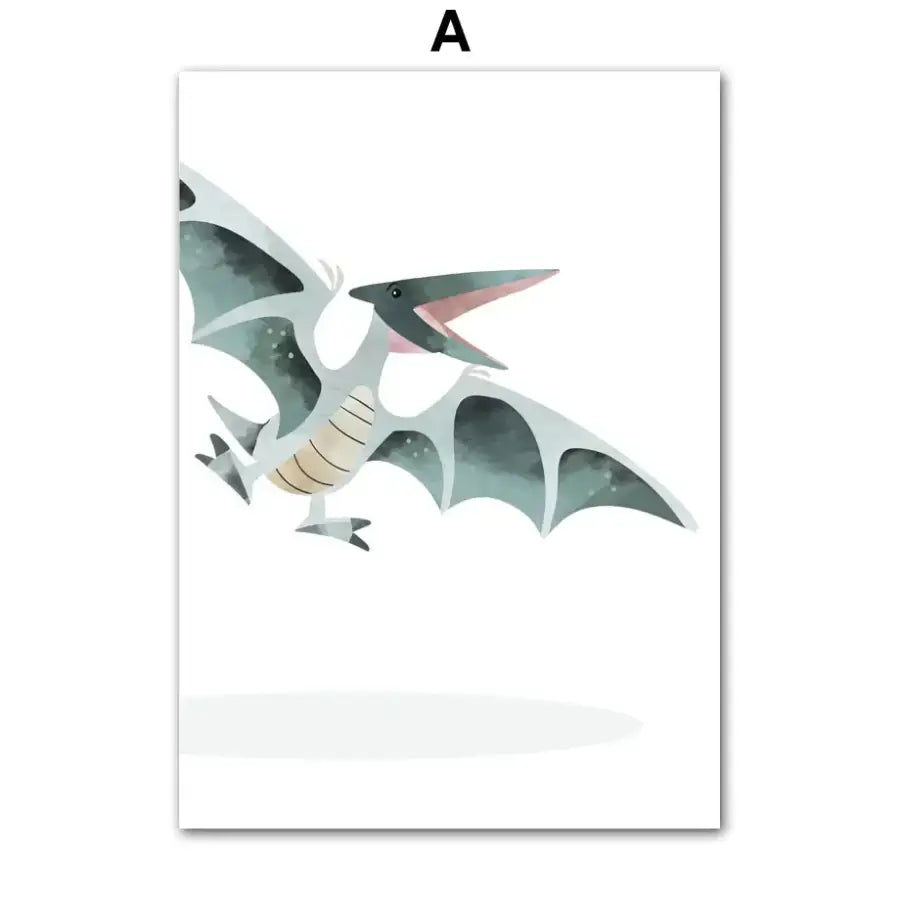 affiche dinosaure aquarelle kawai - A / A4 21X30 cm