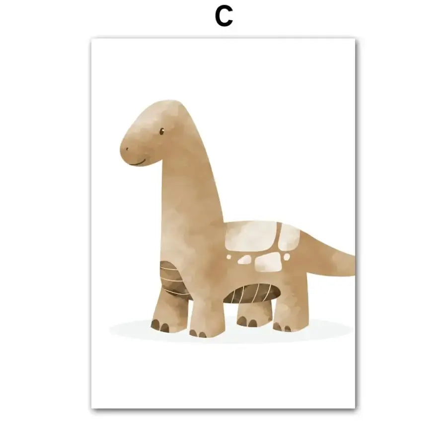 affiche dinosaure aquarelle kawai - C / A4 21X30 cm