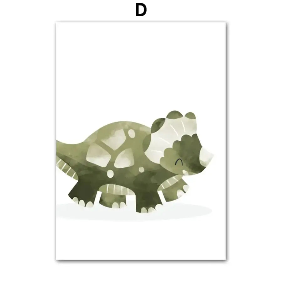 affiche dinosaure aquarelle kawai - D / 30X40 cm Unframed