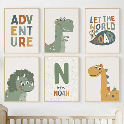 Affiche dinosaures avec prénom personnalisé - affiche