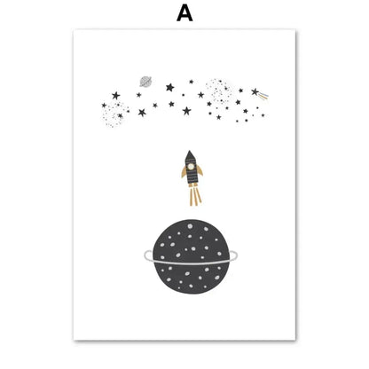 Affiche épurées thème espace et planètes - A / A4 21X30