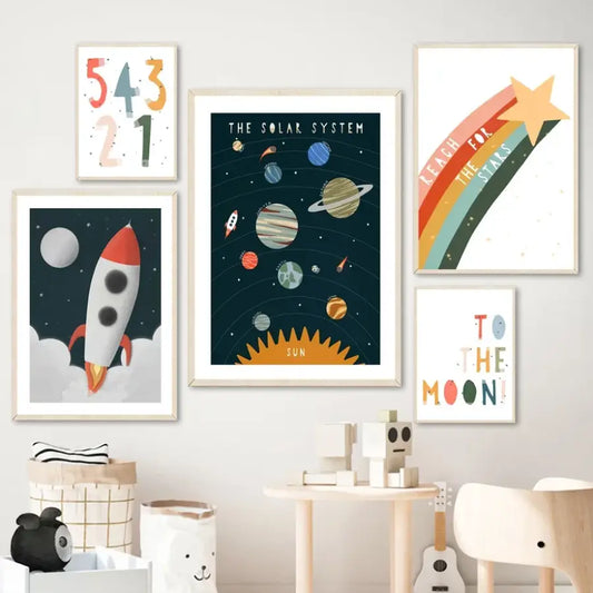 affiche étoiles et fusée - affiche