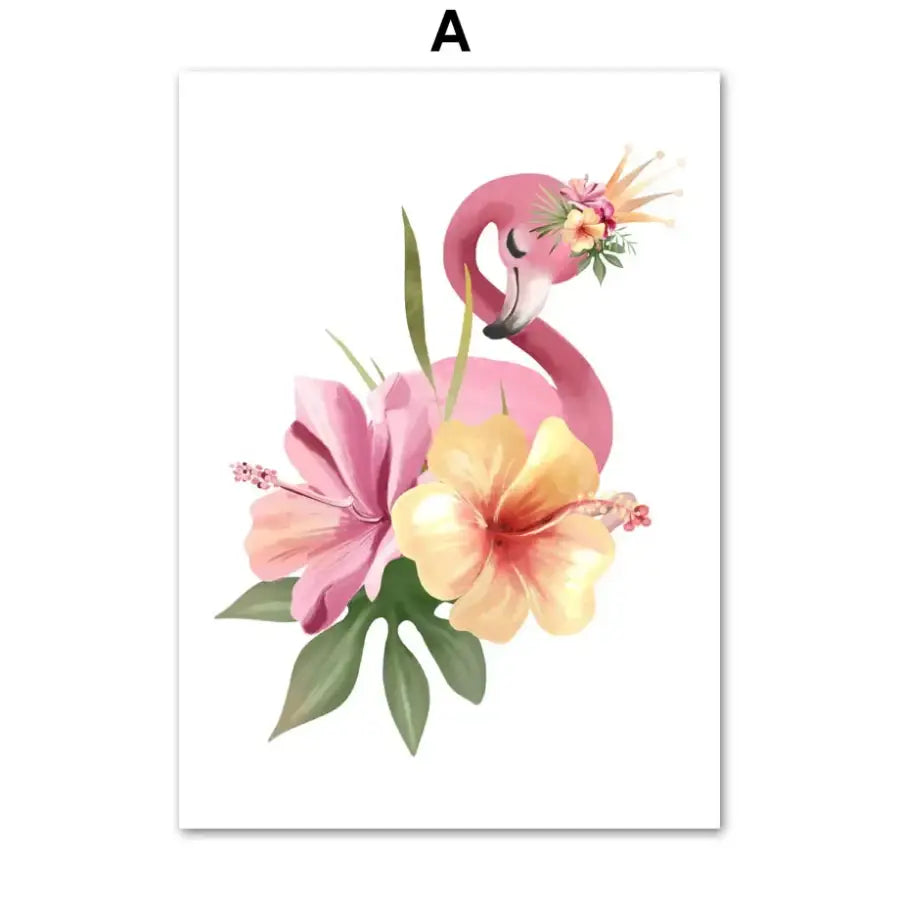 Affiche flamant rose tropical - A / A4 21X30 cm Unframed