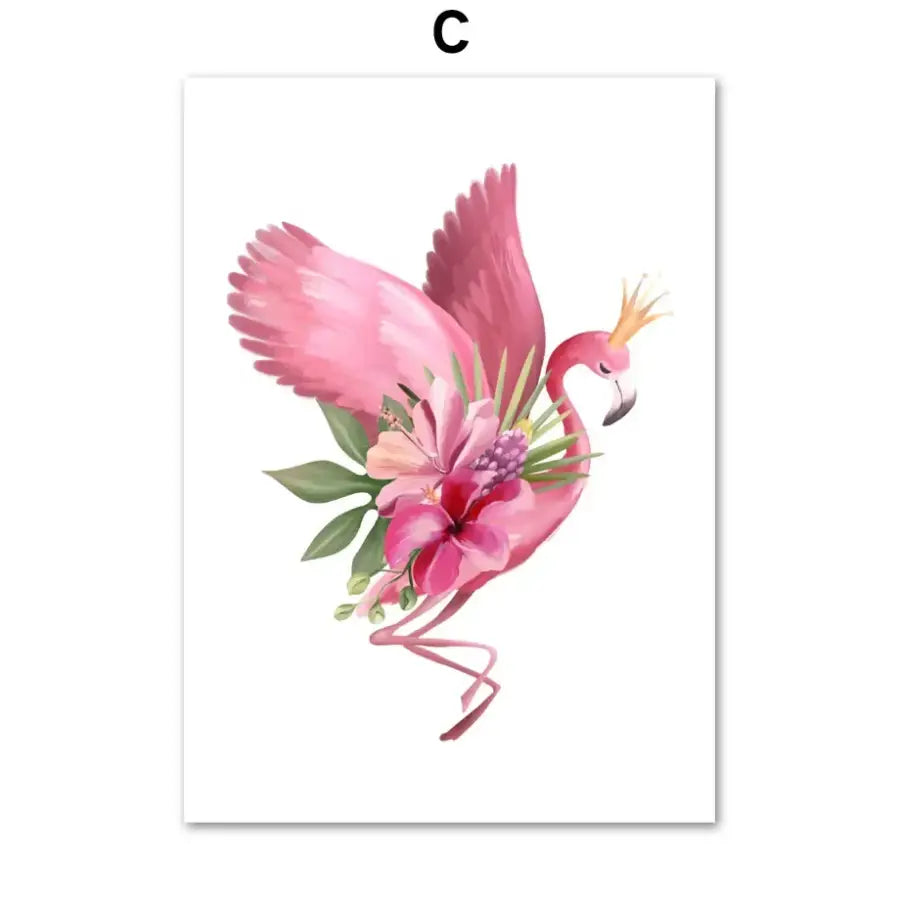 Affiche flamant rose tropical - C / 50X70 cm Unframed