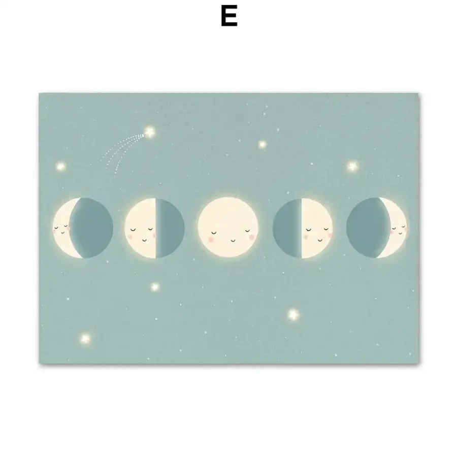 Affiche fusée et phases de la lune - E / A4 21X30 cm