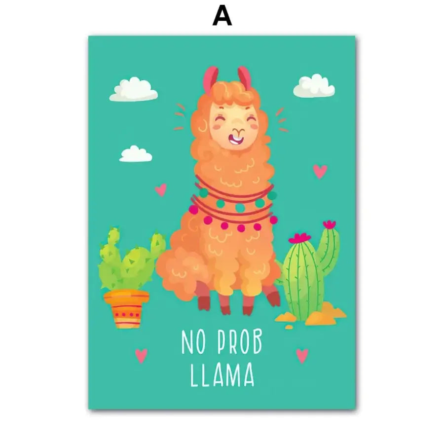 affiche lama Alpaca Cactus - A / 30X40 cm Unframed - affiche