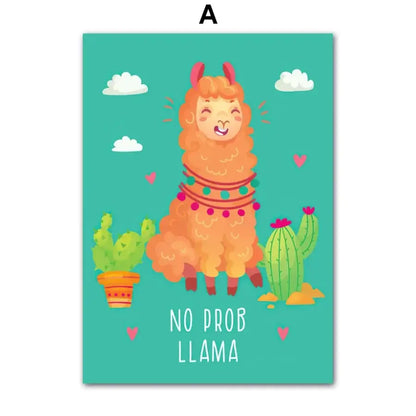 affiche lama Alpaca Cactus - A / 30X40 cm Unframed - affiche