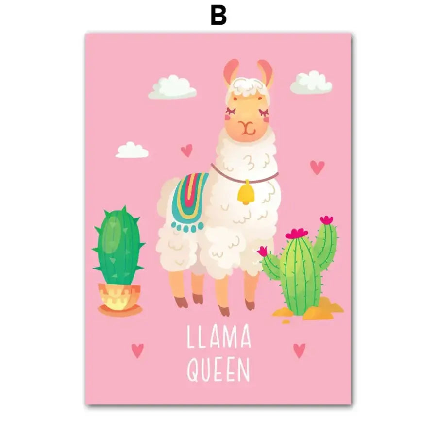 affiche lama Alpaca Cactus - B / 30X40 cm Unframed - affiche