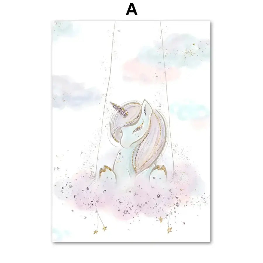 Affiche licorne pastel - A / 50X70 cm Unframed - affiche