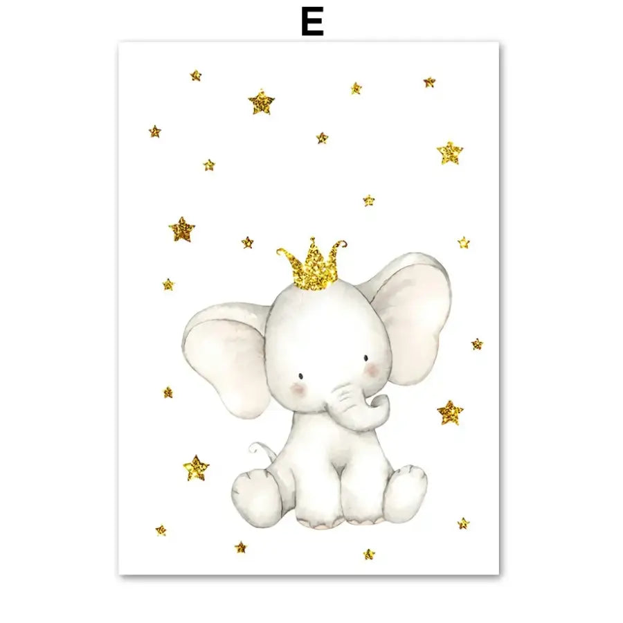 Affiche personnalisable éléphant doré - E / 60X90 cm