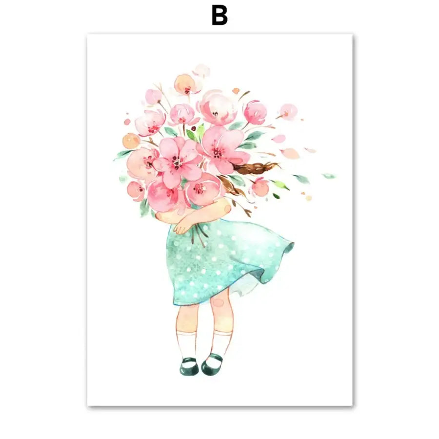 Affiche personnalisable fillette et fleurs - B / 30X40 cm