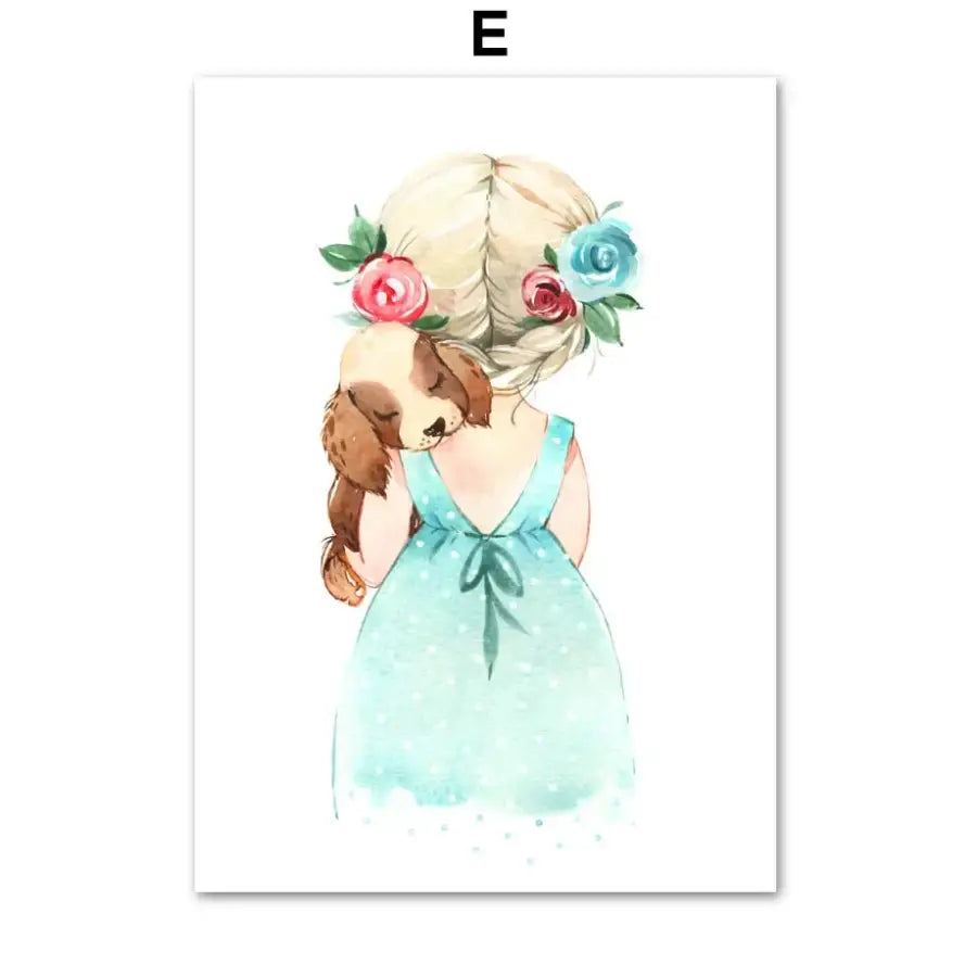Affiche personnalisable fillette et fleurs - E / A4 21X30
