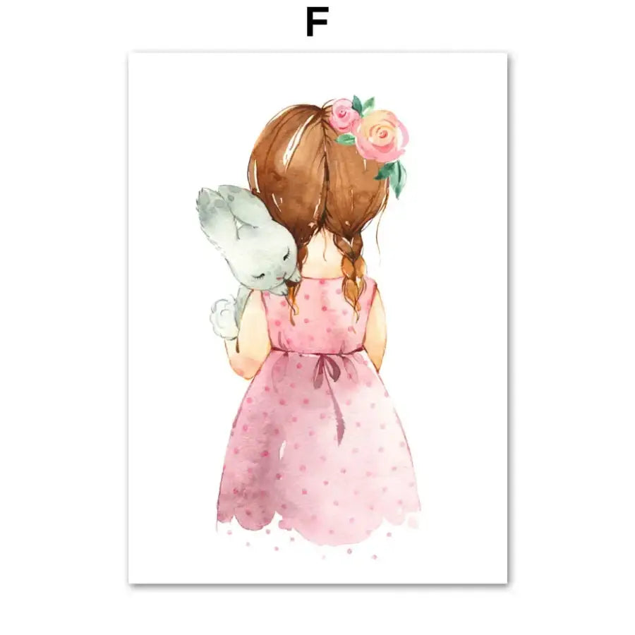 Affiche personnalisable fillette et fleurs - F / 30X40 cm