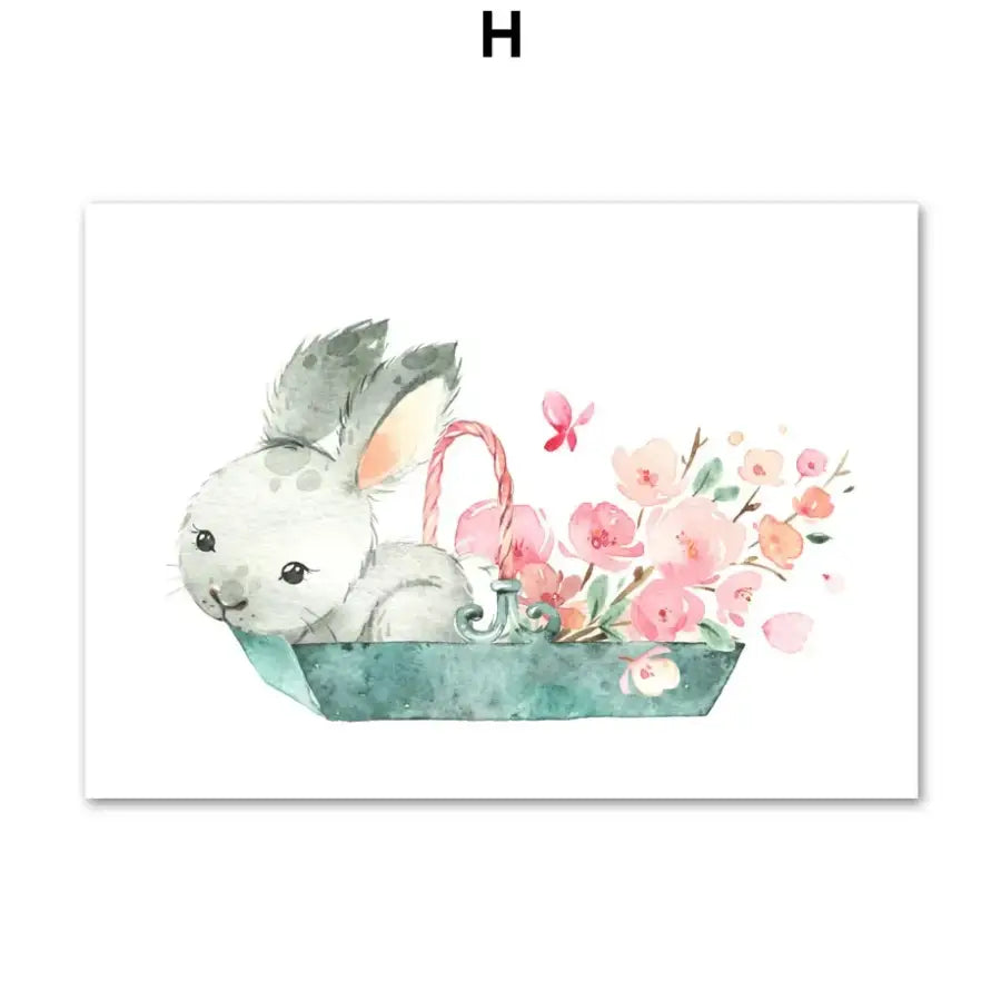 Affiche personnalisable fillette et fleurs - H / 30X40 cm