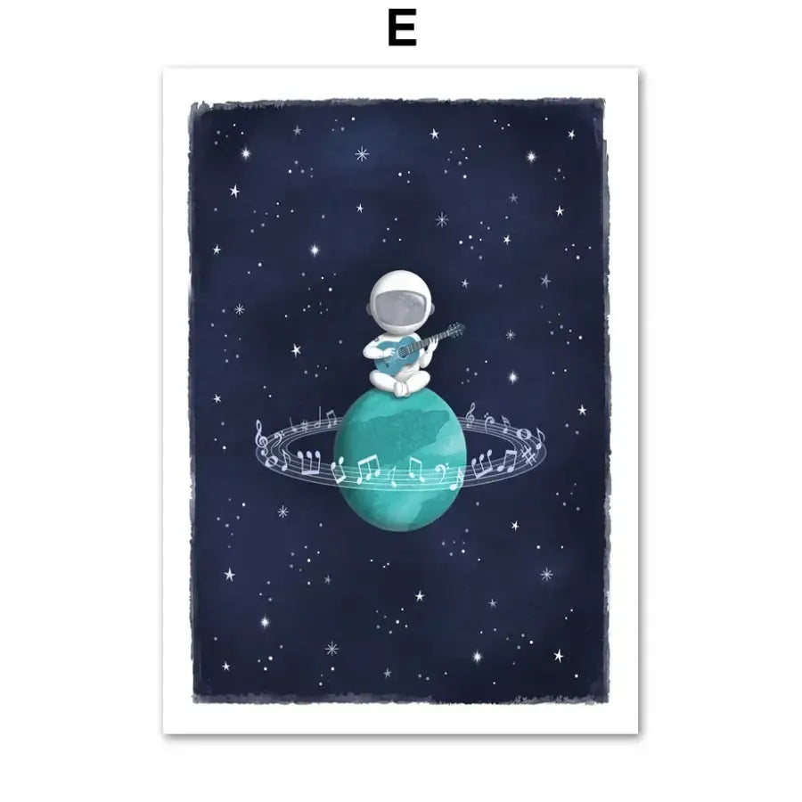 Affiche petit astronaute dans l’espace - E / 30X40 cm
