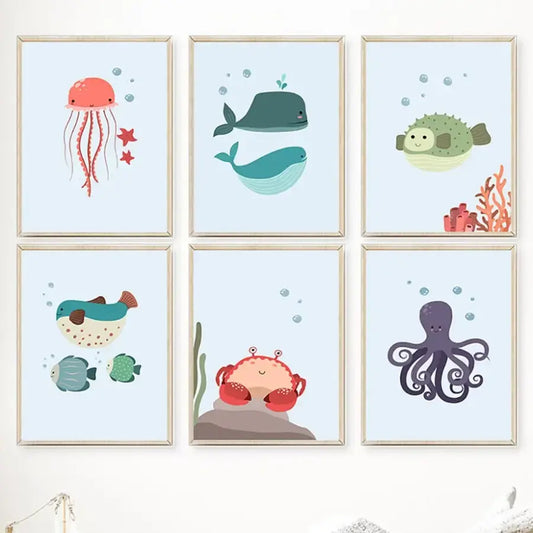 Affiche poster enfant alphabet de la mer - affiche