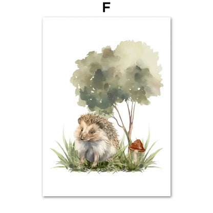 Affiche toile animaux de la foret et arbre - F / 30X40 cm