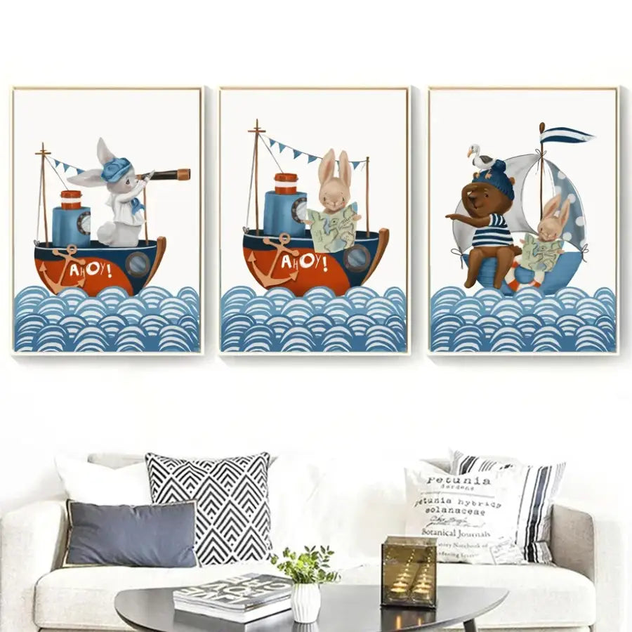 Affiche toile mon bateau et marins - affiche