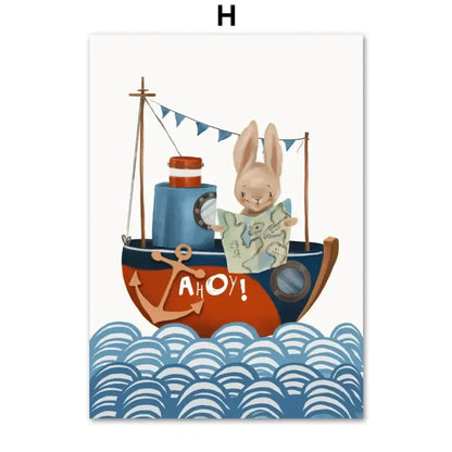 Affiche toile mon bateau et marins - H / A4 21X30 cm