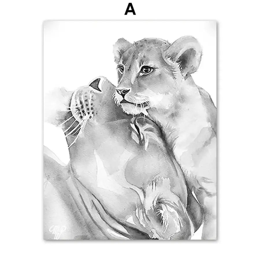 Affiche toile douceur maman animaux - A / 40X60 cm Unframed