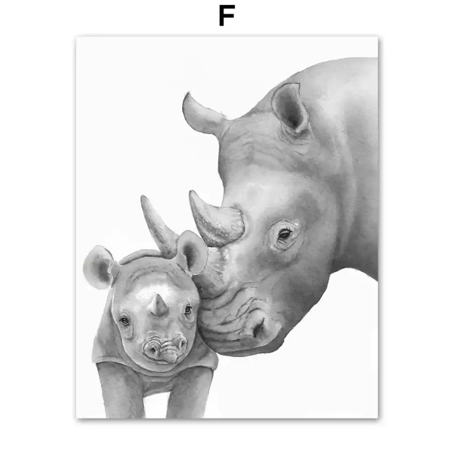 Affiche toile douceur maman animaux - F / 40X60 cm Unframed
