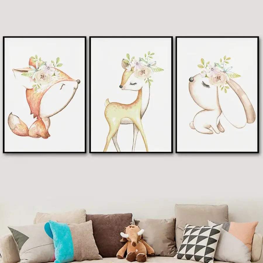 Affiches animaux et fleurs bohème - affiche
