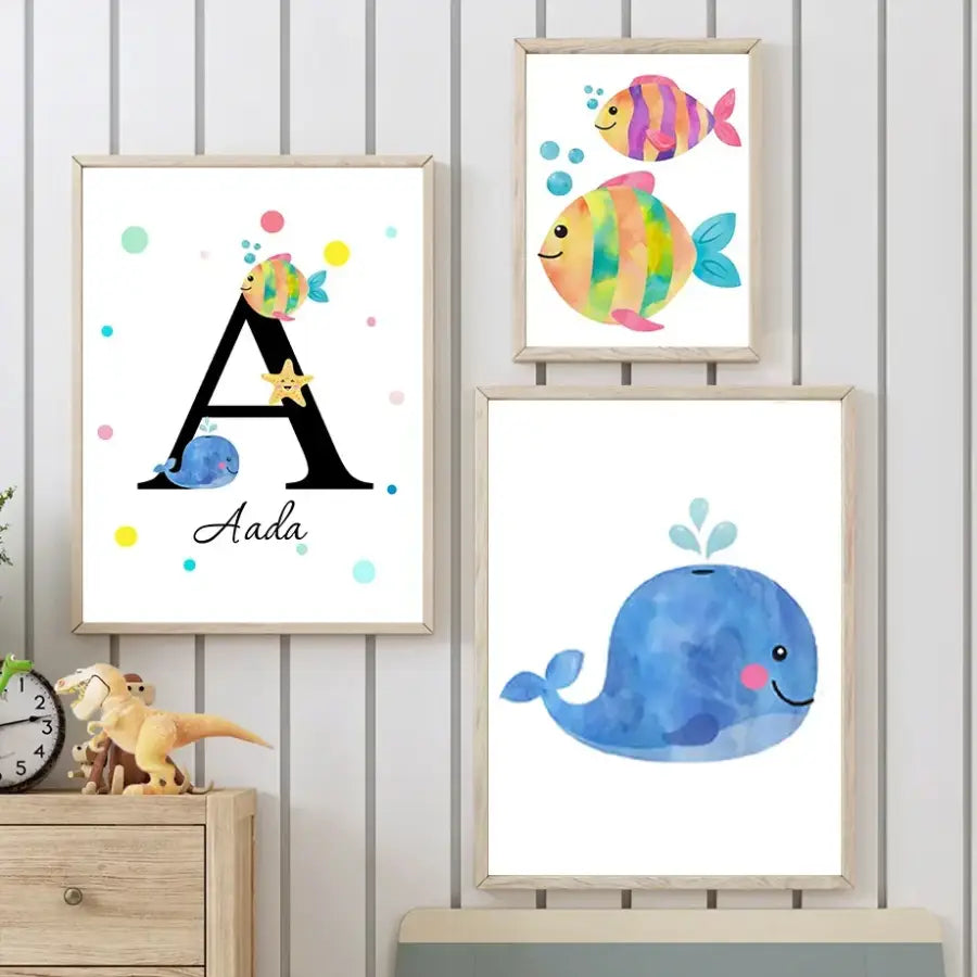 Colorful Tropical Fish Starfish Whale Octopus Wall Art