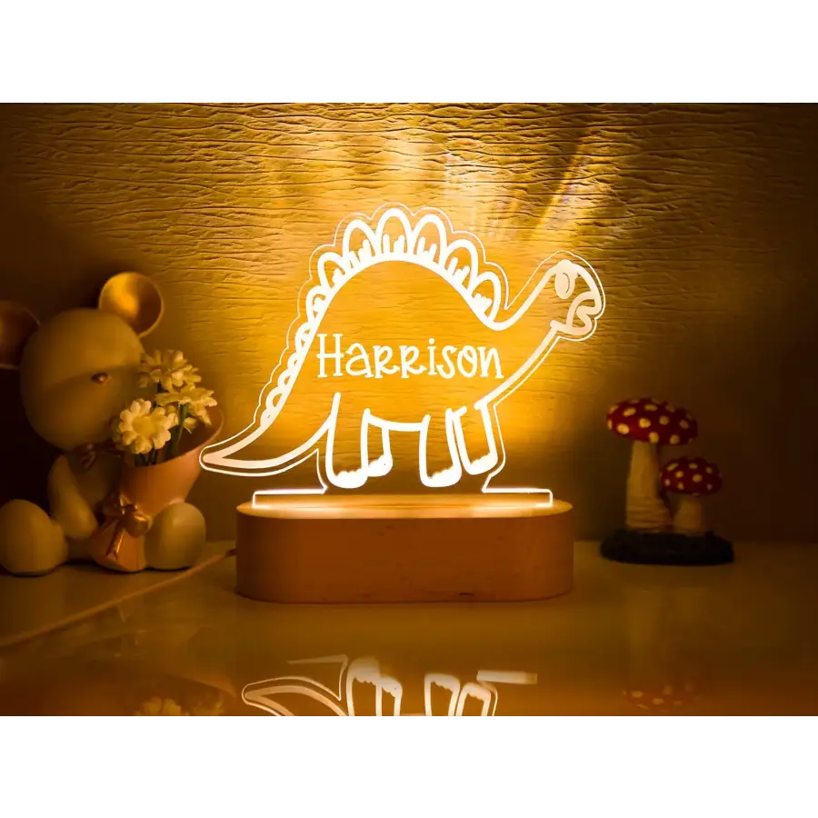 lampe sweet prénom personnalisé - Warm Light / dinosaure