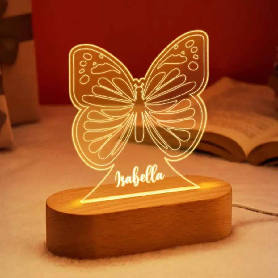 lampe sweet prénom personnalisé - Warm Light / papillon
