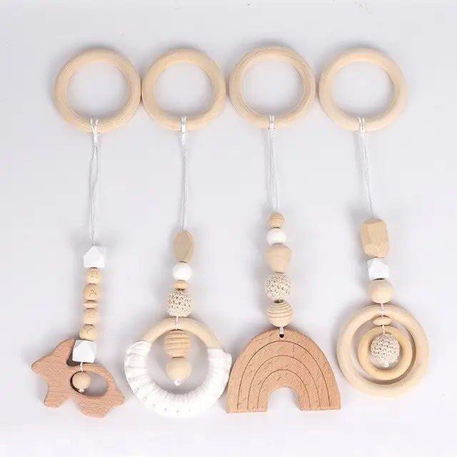 Set de 4 jouets d'éveils colorés pour une arche de jeux en bois DIY - kidyhome