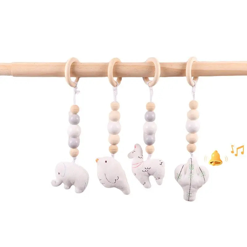 set 4 pièces jouets en bois lama pour arche d'éveil - kidyhome