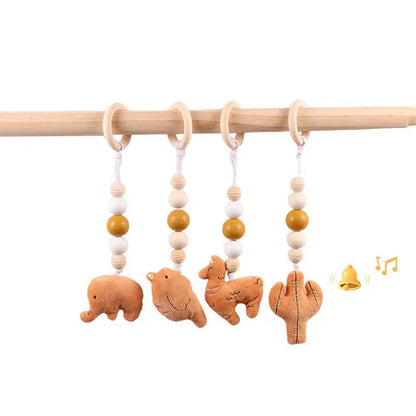 set 4 pièces jouets en bois lama pour arche d'éveil - kidyhome