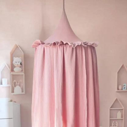 Ciel de lit gaze de coton bohème - pink - ciel de lit